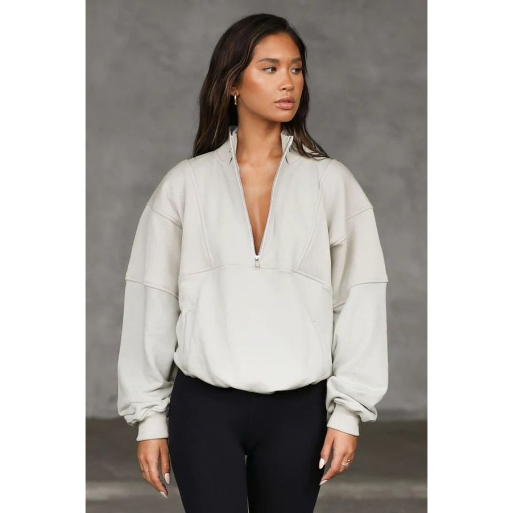 Joah Brown Retro Half Zip in Sahara French Terry - Picture 2 of 12